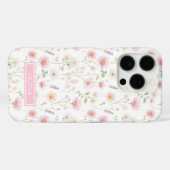 ピンクのワイルドフラワー・水彩・モノグラム Case-Mate iPhoneケース (裏面 (横))