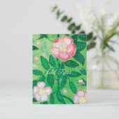 ピンクのワイルドローズの花が咲く秘密の庭 出欠カード (スタンド正面)