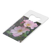 ピンクのワイルドローズの花の写真 クレジットカード栓抜き (裏面アングル)