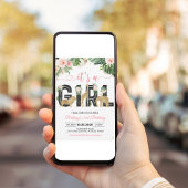 ピンクのワイルドワンガールベビーシャワー招待状 招待状