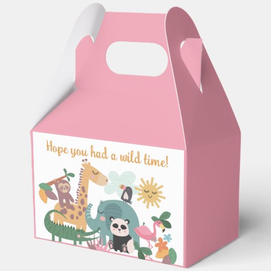 ピンクのワイルド動物の誕生日 フェイバーボックス (正面)