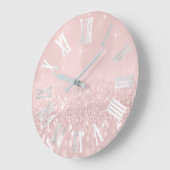 ピンクのワウの灰色の銀製のグリッターの金属ローマのNumers ラージ壁時計 (傾斜)