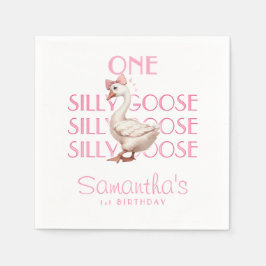 ピンクのワガママなシンデレラのような女の子の1歳の誕生日 スタンダードカクテルナプキン