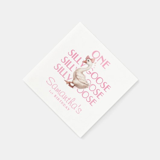 ピンクのワガママなシンデレラのような女の子の1歳の誕生日 スタンダードカクテルナプキン (角)