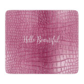 ピンクのワニの動物柄 カッティングボード (正面)