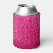 ピンクのワニの皮、革のテクスチャ 缶クーラー (缶正面)