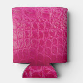 ピンクのワニの皮、革のテクスチャ 缶クーラー (裏面)