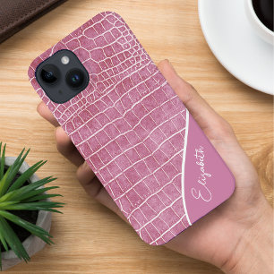 ピンクのワニパーソナライズされた Case-Mate iPhone 14ケース