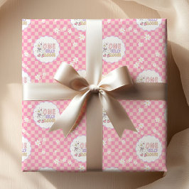 ピンクのワンシリーガースの女の子の1歳の誕生日  ラッピングペーパー