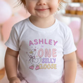 ピンクのワンシリーガース - レトロな女の子の1歳の誕生日 ベビーTシャツ