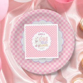 ピンクのワンシリーガース - レトロガール初誕生日 スタンダードランチョンナプキン