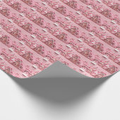 ピンクのワンダーランド:クリスマスのジンジャーブレッドホーム ラッピングペーパー (角)