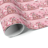 ピンクのワンダーランド:クリスマスのジンジャーブレッドホーム ラッピングペーパー (ロールコーナー)