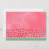 ピンクのワンピースのメロンの中の写真の女の子の1歳の誕生日 招待状 (裏面)