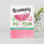 ピンクのワンメロン  ファーストバースデー 招待状 (スタンド正面)