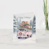 ピンクのヴァナゴン折り紙ホリデーカード シーズンカード (正面)