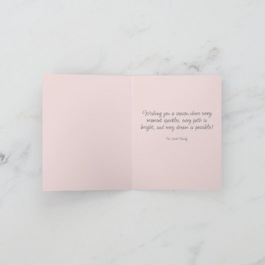 ピンクのヴァナゴン折り紙ホリデーカード シーズンカード (内部)