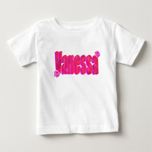 ピンクのヴァネッサ ネーム ベビーTシャツ (正面)