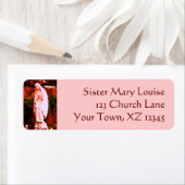 ピンクのヴァージンメアリ像 ラベル (インサイチュ)