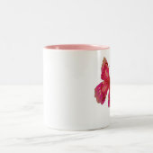 ピンクのヴィンテージかわいらしバタフライ ツートーンマグカップ (中央)