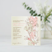 ピンクのヴィンテージかわいらしフローラベビーシャワー招待状 招待状 (スタンド正面)