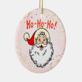 ピンクのヴィンテージすてきサンタ笑顔顔クリスマス セラミックオーナメント (右)