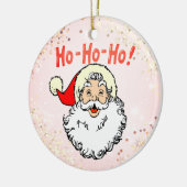 ピンクのヴィンテージすてきサンタ笑顔顔クリスマス セラミックオーナメント (左)
