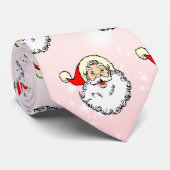 ピンクのヴィンテージすてきサンタ笑顔顔クリスマス ネクタイ (ロール)