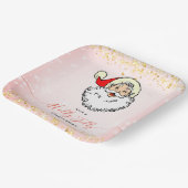 ピンクのヴィンテージすてきサンタ笑顔顔クリスマス ペーパープレート (傾斜あり)