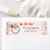 ピンクのヴィンテージすてきサンタ笑顔顔クリスマス ラベル (インサイチュ)