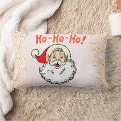 ピンクのヴィンテージすてきサンタ笑顔顔クリスマス ランバークッション (ブランケット)