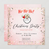 ピンクのヴィンテージすてきサンタ笑顔顔クリスマス 招待状 (正面/裏面)
