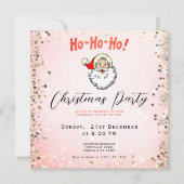 ピンクのヴィンテージすてきサンタ笑顔顔クリスマス 招待状 (正面)