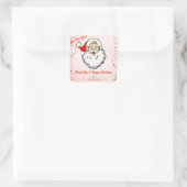 ピンクのヴィンテージすてきサンタ・クリスマス スクエアシール (バッグ)