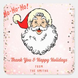 ピンクのヴィンテージすてきサンタ・クリスマス スクエアシール