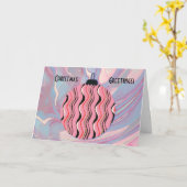 ピンクのヴィンテージと抽象芸術クリスマスオーナメントカード カード (黄色い花)