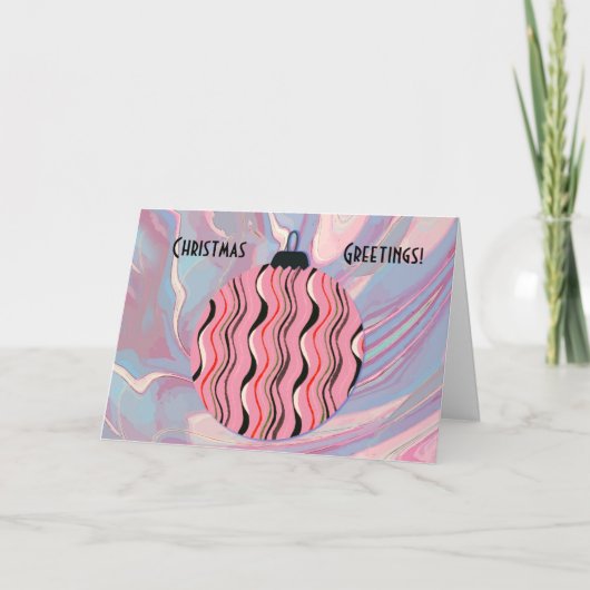 ピンクのヴィンテージと抽象芸術クリスマスオーナメントカード カード (正面)