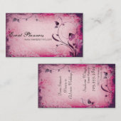 ピンクのヴィンテージのイベントプランナーの葉が多い名刺 名刺 (正面/裏面)