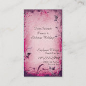 ピンクのヴィンテージのイベントプランナーの葉が多い名刺 名刺 (裏面)