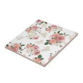 ピンクのヴィンテージのシャクヤクの花の花柄パターン タイル (側面)