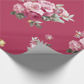 ピンクのヴィンテージのバラ ラッピングペーパー (角)
