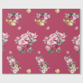 ピンクのヴィンテージのバラ ラッピングペーパー (フラット)