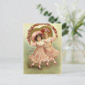 ピンクのヴィンテージのバレンタインデーの友情 シーズンポストカード (スタンド正面)