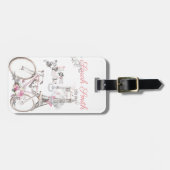 ピンクのヴィンテージのパリ ラゲッジタグ (正面横)