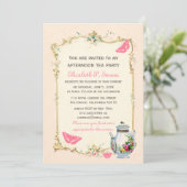 ピンクのヴィンテージのフランスのなお茶会 招待状 (スタンド正面)