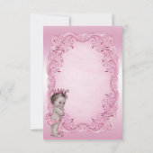 ピンクのヴィンテージのプリンセスのベビーシャワーありがとう サンキューカード (裏面)