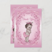 ピンクのヴィンテージのプリンセスのベビーシャワーありがとう サンキューカード (正面/裏面)
