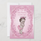 ピンクのヴィンテージのプリンセスのベビーシャワー 招待状 (正面)