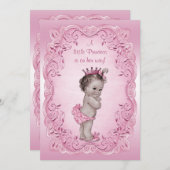 ピンクのヴィンテージのプリンセスのベビーシャワー 招待状 (正面/裏面)