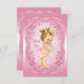 ピンクのヴィンテージのプリンセスはベビーシャワー感謝していしています サンキューカード (正面/裏面)